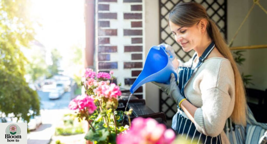 Watering Balcony Flowers